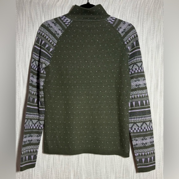 Title Nine Men's Green and Purple Zip-Up Sweater - Picture 2 of 4